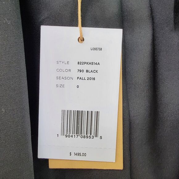 NWT Michael Kors Collection Black with Leather Sleeves Size 0 Retails $1495 - Picture 6 of 10